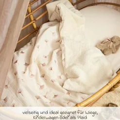 Kuscheldecke Musselin 75x100 cm - Gingko - Soft Sand