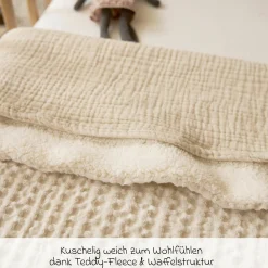 Kuscheldecke Teddy 75 x 100 cm - Waffle - Nature