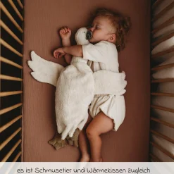 Kuscheltier mit Wärmekissen / Stillkissen Gans Groß 80 cm - aus Bio-Baumwolle GOTS mit Dinkelspreu-Füllung - Weiß