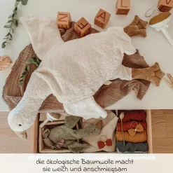 Kuscheltier mit Wärmekissen / Stillkissen Gans Groß 80 cm - aus Bio-Baumwolle GOTS mit Dinkelspreu-Füllung - Weiß