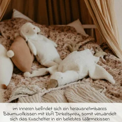 Kuscheltier mit Wärmekissen / Stillkissen Gans Groß 80 cm - aus Bio-Baumwolle GOTS mit Dinkelspreu-Füllung - Weiß