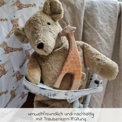 Kuscheltier mit Wärmekissen Bär Klein 30 cm - aus Bio-Baumwolle GOTS mit Traubenkern-Füllung - Beige