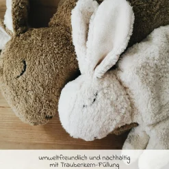 Kuscheltier mit Wärmekissen Hase Klein 29 cm - aus Bio-Baumwolle GOTS mit Traubenkern-Füllung - Weiß
