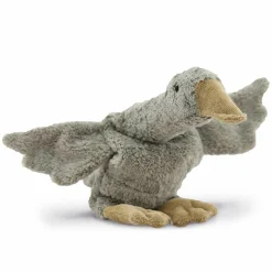 Kuscheltier mit Wärmekissen Gans Klein 47 cm - aus Bio-Baumwolle GOTS mit Traubenkern-Füllung - Grau