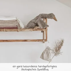 Kuscheltier mit Wärmekissen Gans Klein 47 cm - aus Bio-Baumwolle GOTS mit Traubenkern-Füllung - Grau