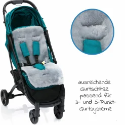 Lammfelleinlage für Babyschalen und Kinderwagen 33,5 x 73 cm - Grau