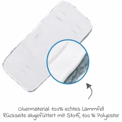 Lammfelleinlage für Babyschalen und Kinderwagen 33,5 x 73 cm - Grau
