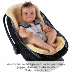 Lammfell-Einlage Patchwork medizinisch für Babyschalen und Kinderwagen 35 x 77 cm