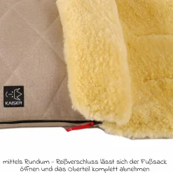 Lammfell-Fußsack Natura für Kinderwagen und Buggy - Sand Melange
