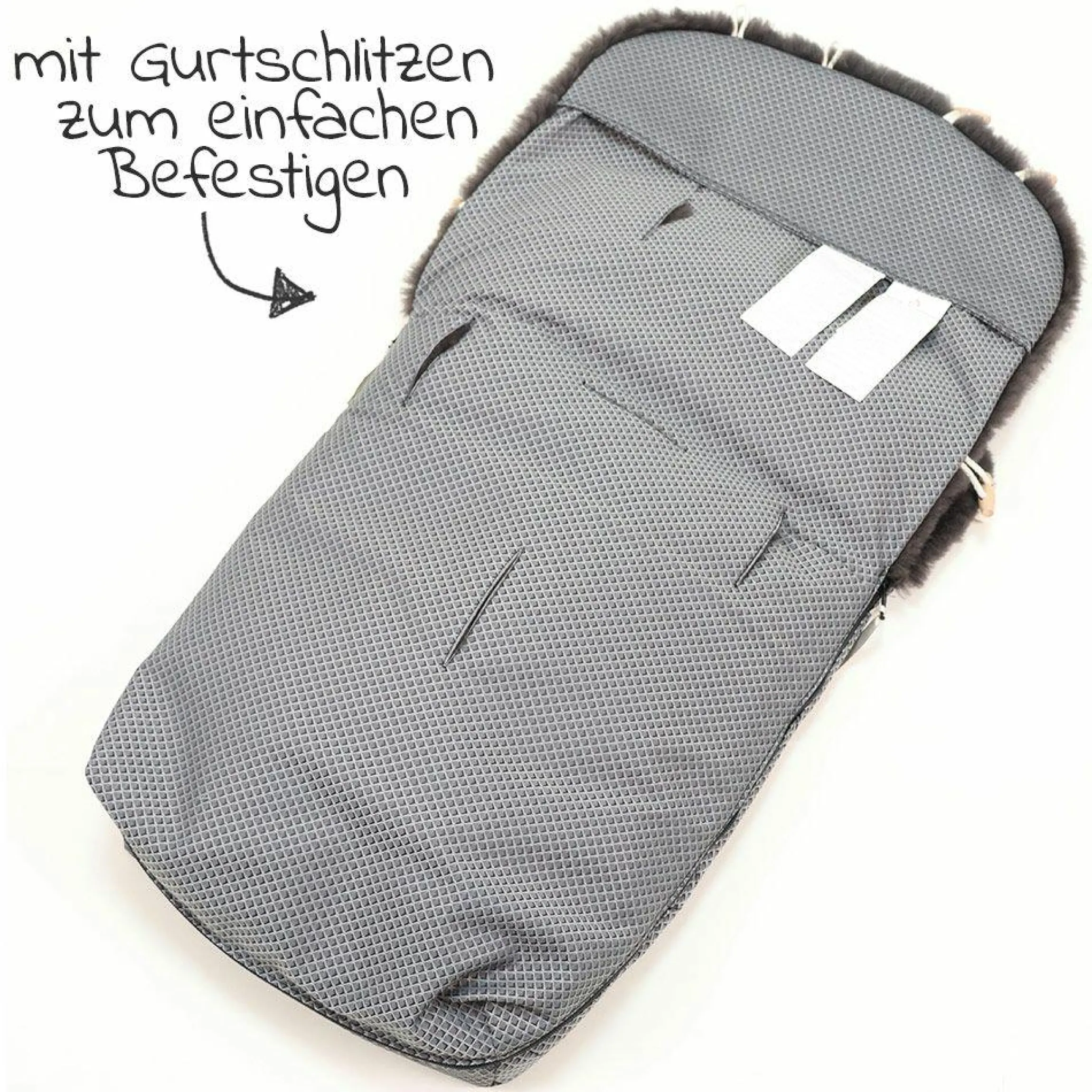 Lammfell-Fußsack Natura Graphit - Anthracite Waffle