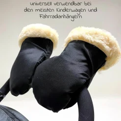 Lammfell-Handschuhe Stroller Mitt - Schwarz