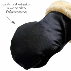 Lammfell-Handschuhe Stroller Mitt - Schwarz