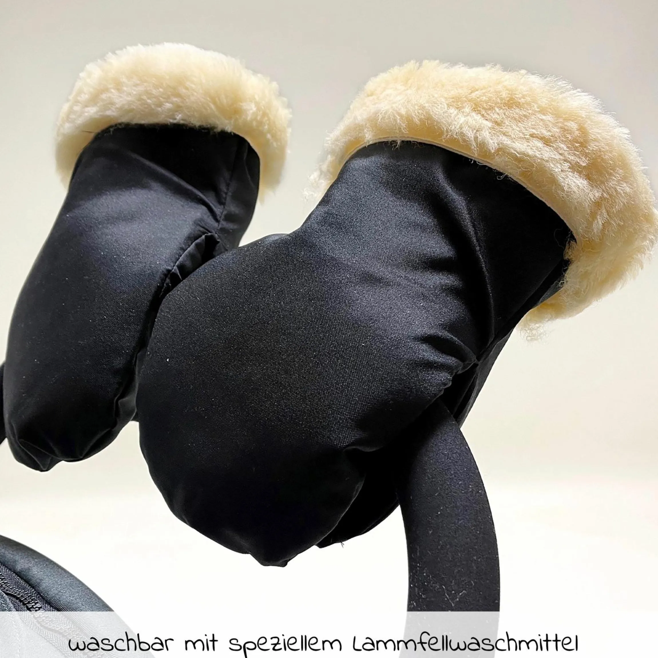 Lammfell-Handschuhe Stroller Mitt - Schwarz