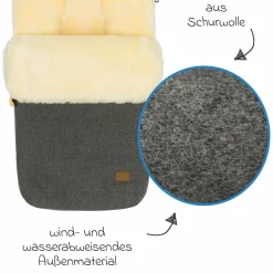 Lammwoll-Fußsack Bernina Wool für Buggy, Sport- und Kinderwagen - Grau