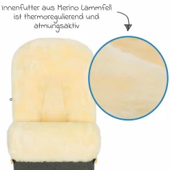 Lammwoll-Fußsack Bernina Wool für Buggy, Sport- und Kinderwagen - Grau