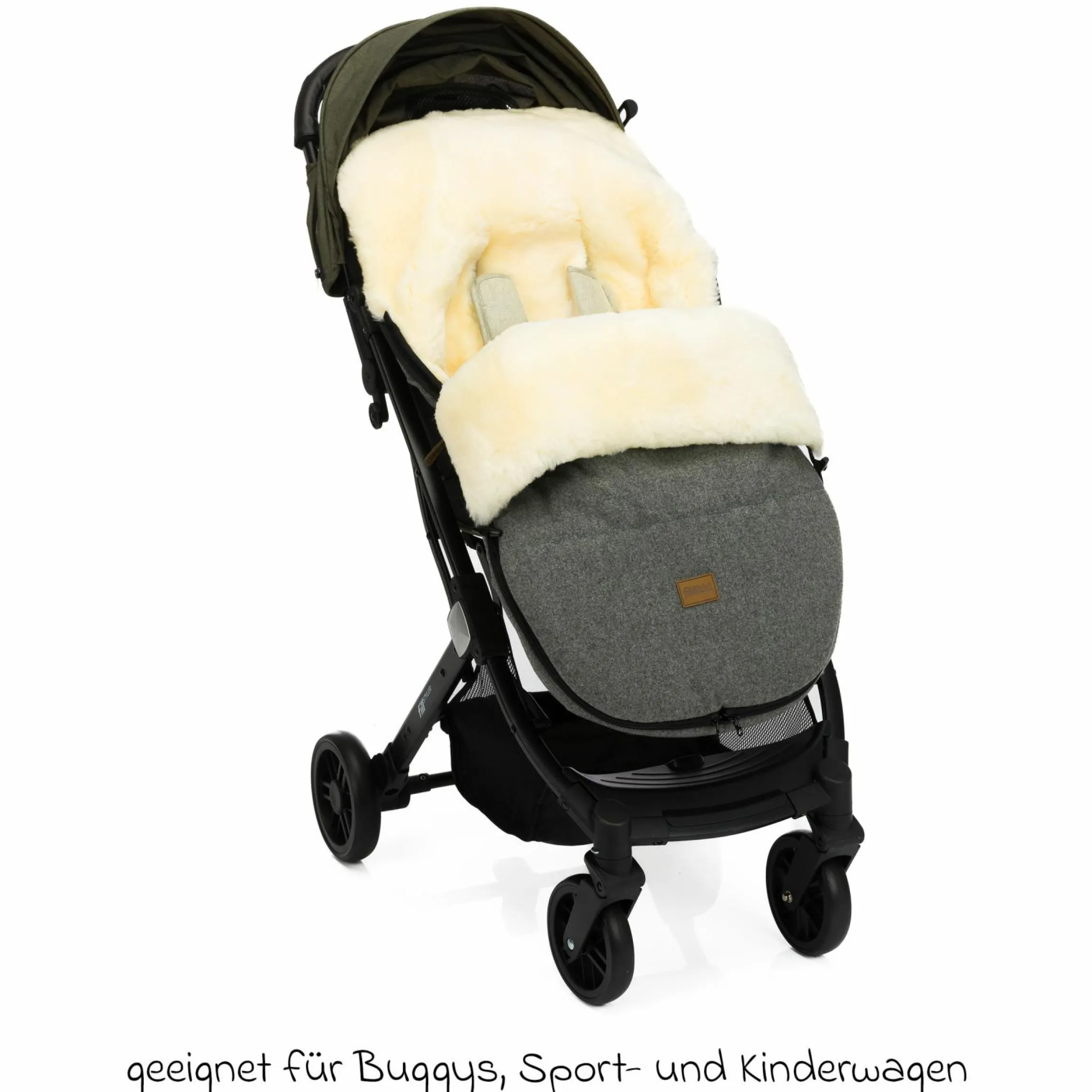 Lammwoll-Fußsack Makalu Wool für Buggy, Sport- und Kinderwagen - Grau