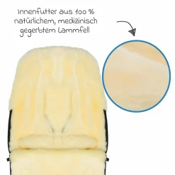 Lammwoll-Fußsack Makalu Wool für Buggy, Sport- und Kinderwagen - Grau