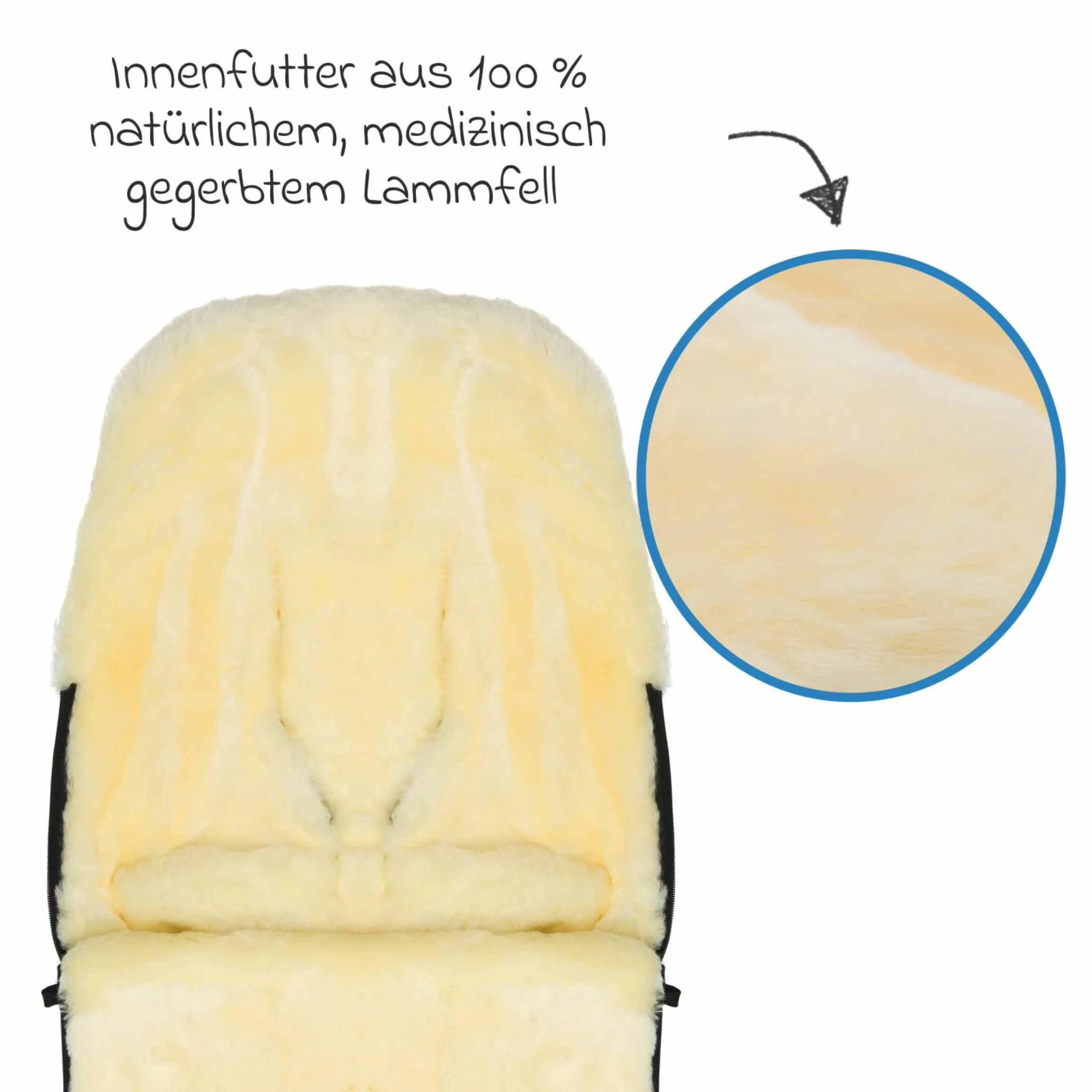 Lammwoll-Fußsack Makalu Wool für Buggy, Sport- und Kinderwagen - Grau