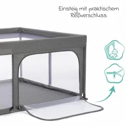 Laufgitter Rio XL extra groß mit Einstieg an der Seite 180 x 120 cm - Grau