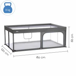 Laufgitter Rio XL extra groß mit Einstieg an der Seite 180 x 120 cm - Grau