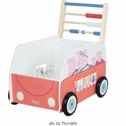 Lauflernwagen Schiebe- und Motorikbus mit Uhr & Rechenschieber - Peppa Pig - Weiß Rot