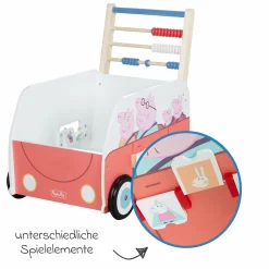 Lauflernwagen Schiebe- und Motorikbus mit Uhr & Rechenschieber - Peppa Pig - Weiß Rot