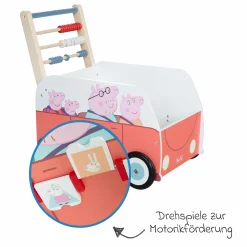 Lauflernwagen Schiebe- und Motorikbus mit Uhr & Rechenschieber - Peppa Pig - Weiß Rot