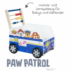 Lauflernwagen Schiebe- und Motorikbus mit Uhr & Rechenschieber - Paw Patrol - Weiß Blau