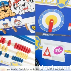Lauflernwagen Schiebe- und Motorikbus mit Uhr & Rechenschieber - Paw Patrol - Weiß Blau