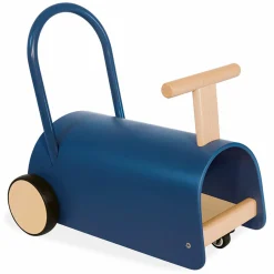 Lauflernwagen und Rutscher Enzo ab 12 Monate mit gummierten Holzräder & Schwenkrollen - Blau