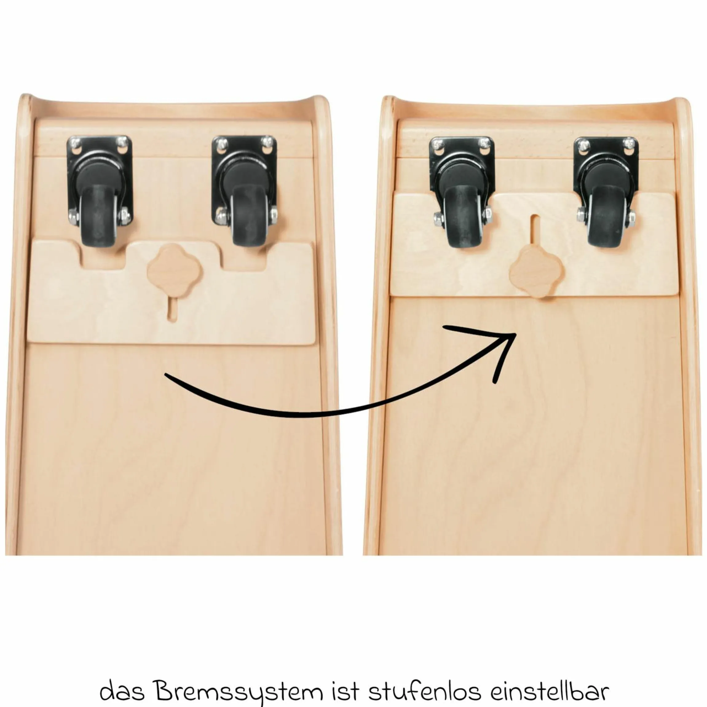 Lauflernwagen und Rutscher Enzo ab 12 Monate mit gummierten Holzräder & Schwenkrollen - Blau