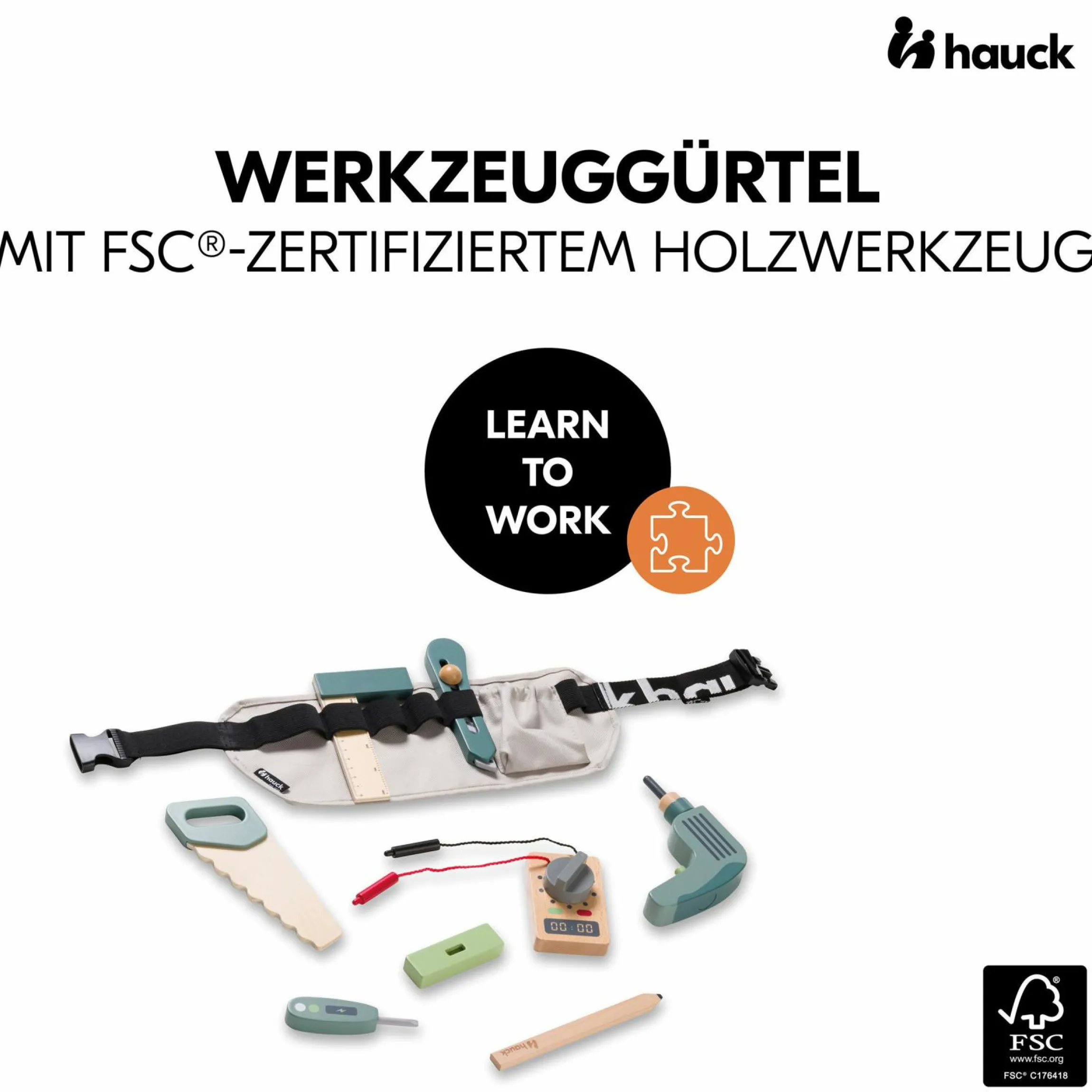 Learn to Work - 9-tlg. Werkzeug-Set inkl. Gürtel für kleine Handwerker