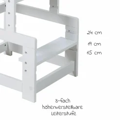 Lernturm 3-fach höhenverstellbar bis 90 kg belastbar - Weiß