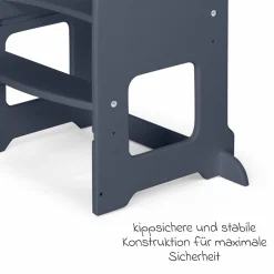 Lernturm Littlefoot 3-fach höhenverstelbar aus Buchenholz - Schiefergrau lackiert