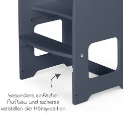Lernturm Littlefoot 3-fach höhenverstelbar aus Buchenholz - Schiefergrau lackiert