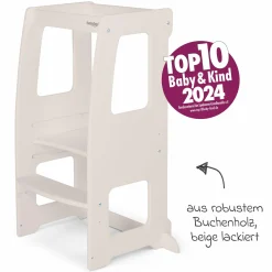 Lernturm Littlefoot 3-fach höhenverstelbar aus Buchenholz - Beige lackiert