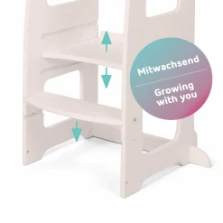 Lernturm Littlefoot 3-fach höhenverstelbar aus Buchenholz - Beige lackiert
