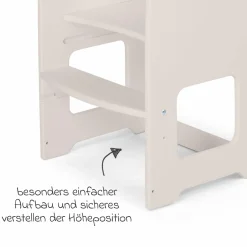 Lernturm Littlefoot 3-fach höhenverstelbar aus Buchenholz - Beige lackiert
