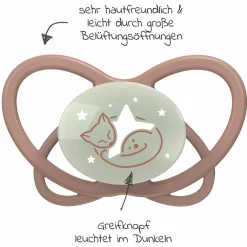 Leucht-Schnuller 2er Pack My Buterfly Night - Silikon 5-18 M - aus nachwachsenden Rohstoffen - Braun