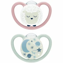 Leucht-Schnuller 2er Pack Space Night - Silikon 0-6 M - Schaf / Nachthimmel