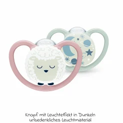Leucht-Schnuller 2er Pack Space Night - Silikon 0-6 M - Schaf / Nachthimmel