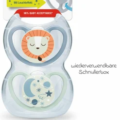 Leucht-Schnuller 2er Pack Space Night - Silikon 6-18 M - Löwe / Nachthimmel