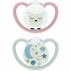 Leucht-Schnuller 2er Pack Space Night - Silikon 6-18 M - Schaf / Nachthimmel