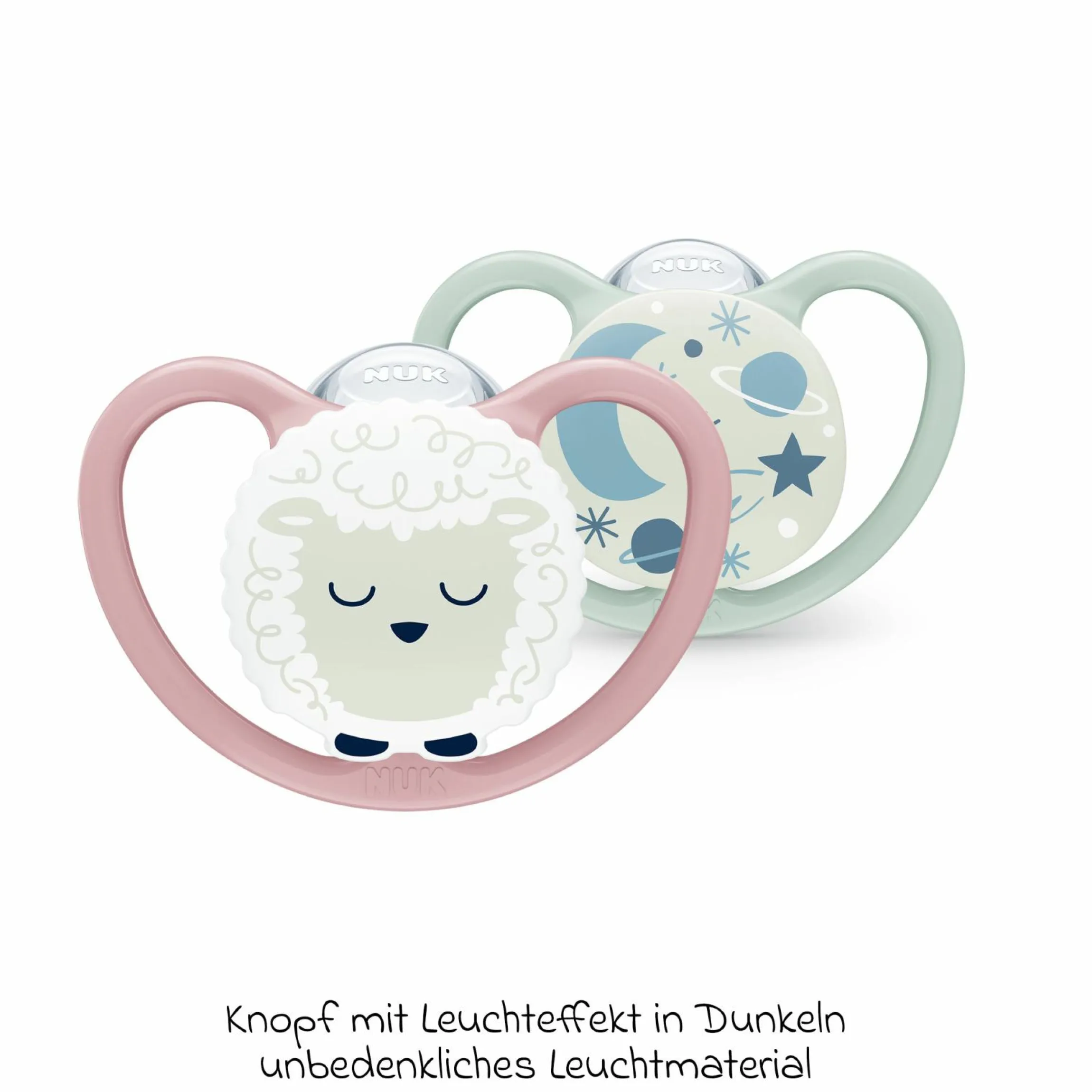 Leucht-Schnuller 2er Pack Space Night - Silikon 6-18 M - Schaf / Nachthimmel