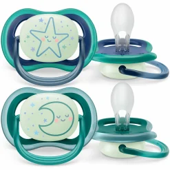 Leucht-Schnuller 2er Pack Ultra Air Nighttime 6-18 M - Stern / Mond