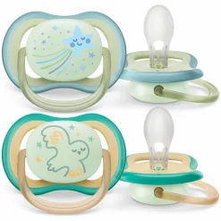 Leucht-Schnuller 2er Pack Ultra Air Nighttime 0-6 M - Sternschnuppe / Eule