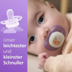 Leucht-Schnuller 2er Pack Ultra Start - Silikon Newborn 0-2 M - Lila & Orange