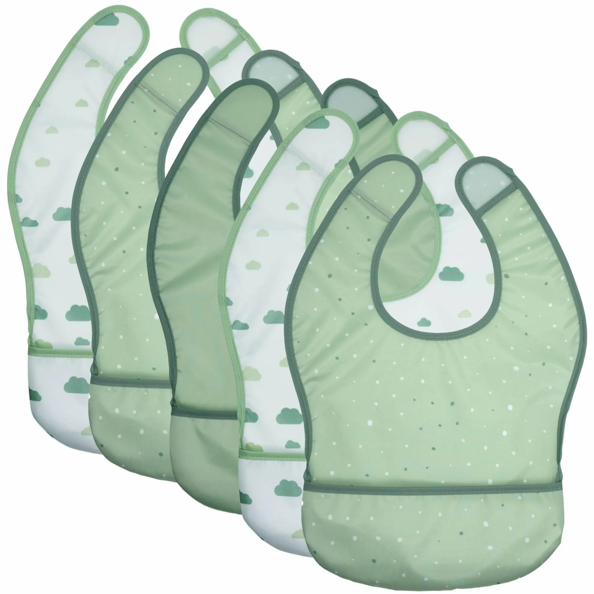 Lätzchen 5er Pack mit Klettverschluss - Grün