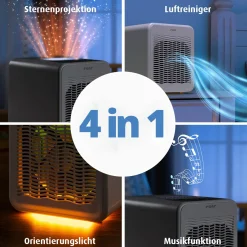 Luftreiniger 4in1 Air Purifer - mit Nachtlicht, Sternenprojektor & Musikfunktion - Weiß