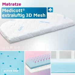 Matratze Medicott extraluftig 3D Mesh für Beistellbett Original - Weiß - Kollektion 2024
